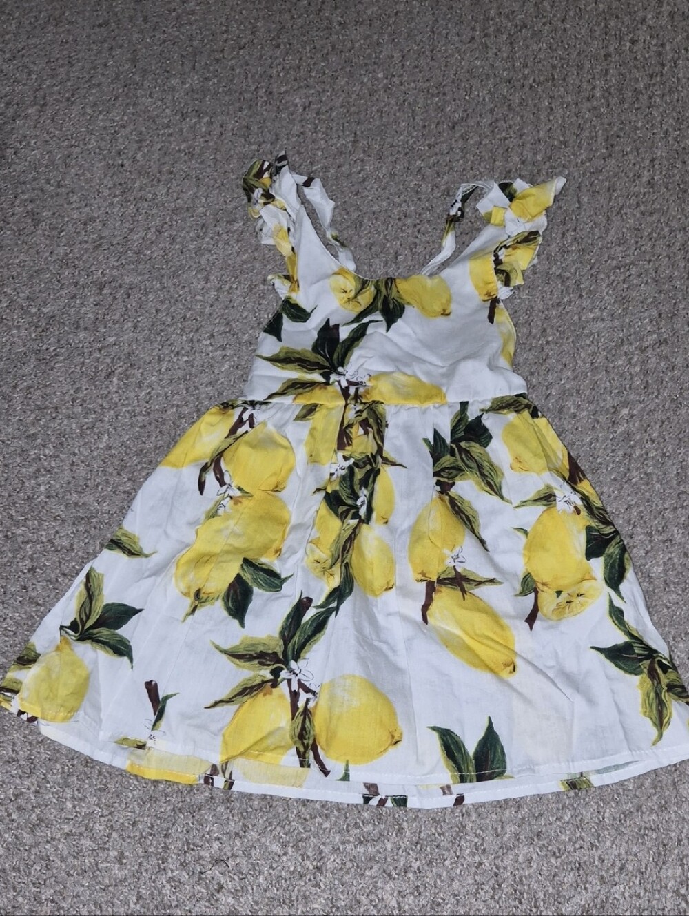 Girls Yellow Lemon Print Summer Dress